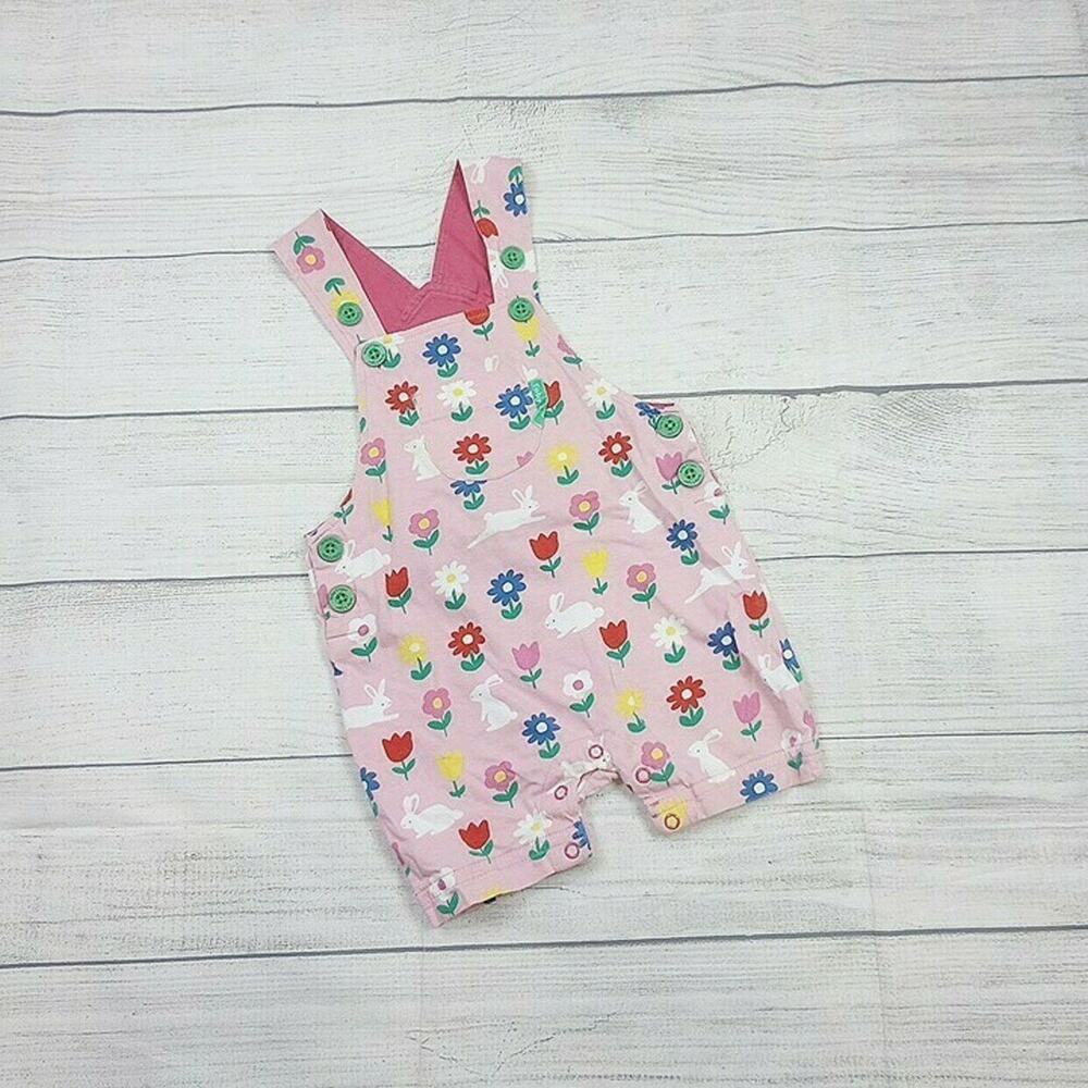 6/12m Toby Tiger Pink Bunny Shortalls